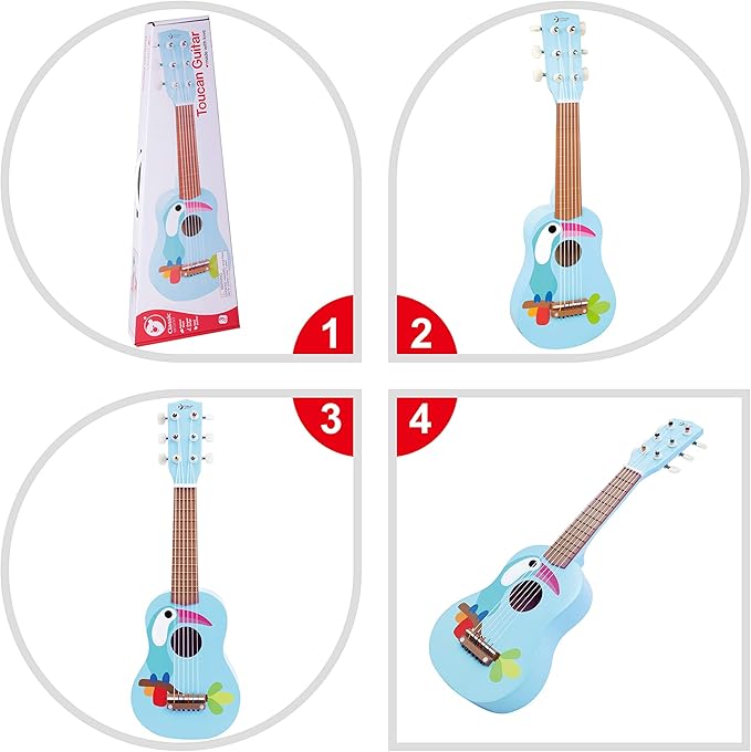 Toucan Wooden Guitar Toy – Classic World Musical Instrument for Kids Ages 3+