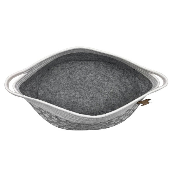 Grey Felt Pet Storage Bin with Rope Handles – 16"x12" Collapsible Organizer