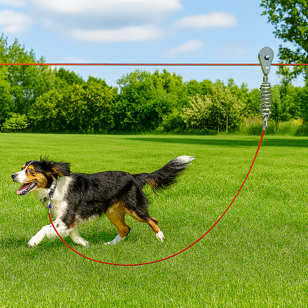 Dogit Overhead Dog Trolley – 50ft Red Pet Cable Leash System