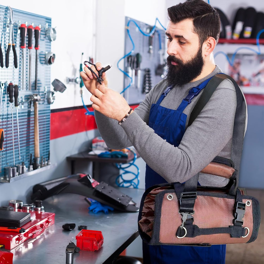 Heavy-Duty Roll Up Tool Bag – Waterproof Organizer with Removable Pouches & Strap