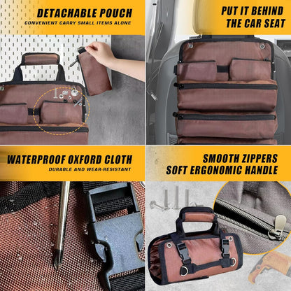 Heavy-Duty Roll Up Tool Bag – Waterproof Organizer with Removable Pouches & Strap