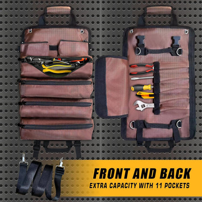 Heavy-Duty Roll Up Tool Bag – Waterproof Organizer with Removable Pouches & Strap