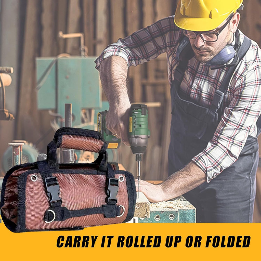 Heavy-Duty Roll Up Tool Bag – Waterproof Organizer with Removable Pouches & Strap