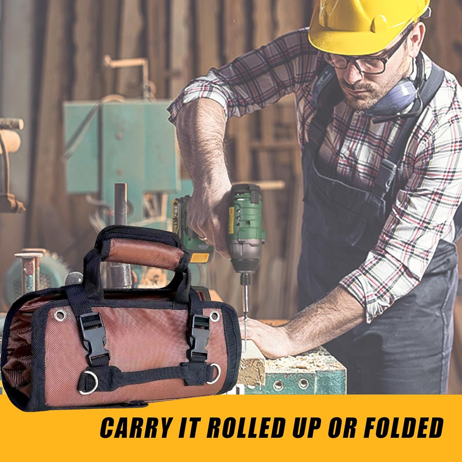 Heavy-Duty Roll Up Tool Bag – Waterproof Organizer with Removable Pouches & Strap