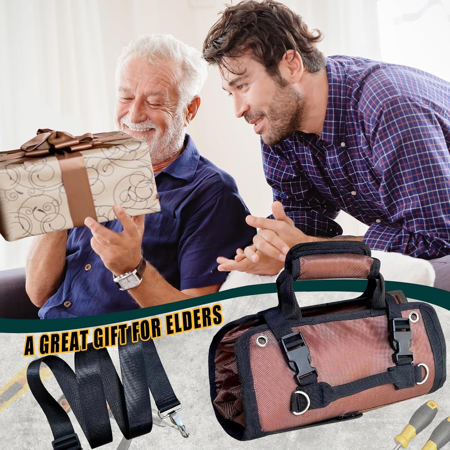 Heavy-Duty Roll Up Tool Bag – Waterproof Organizer with Removable Pouches & Strap