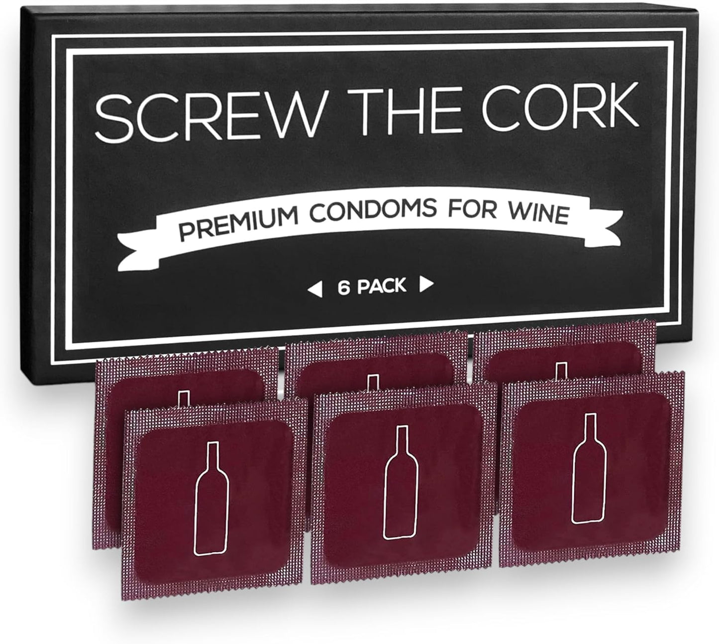 6pk Condom Style Wine Bottle Stoppers – Funny, Giftable Reusable Wine Seals