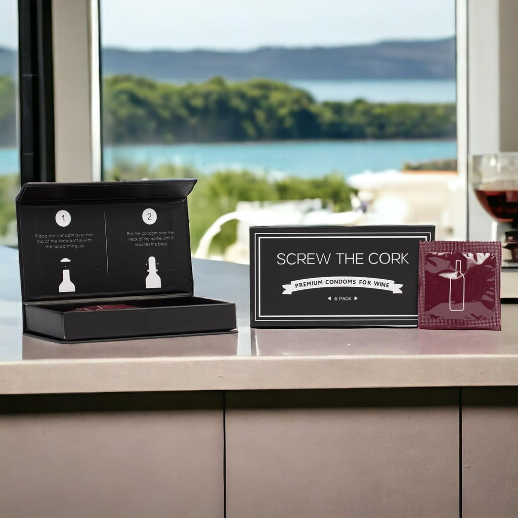 6pk Condom Style Wine Bottle Stoppers – Funny, Giftable Reusable Wine Seals