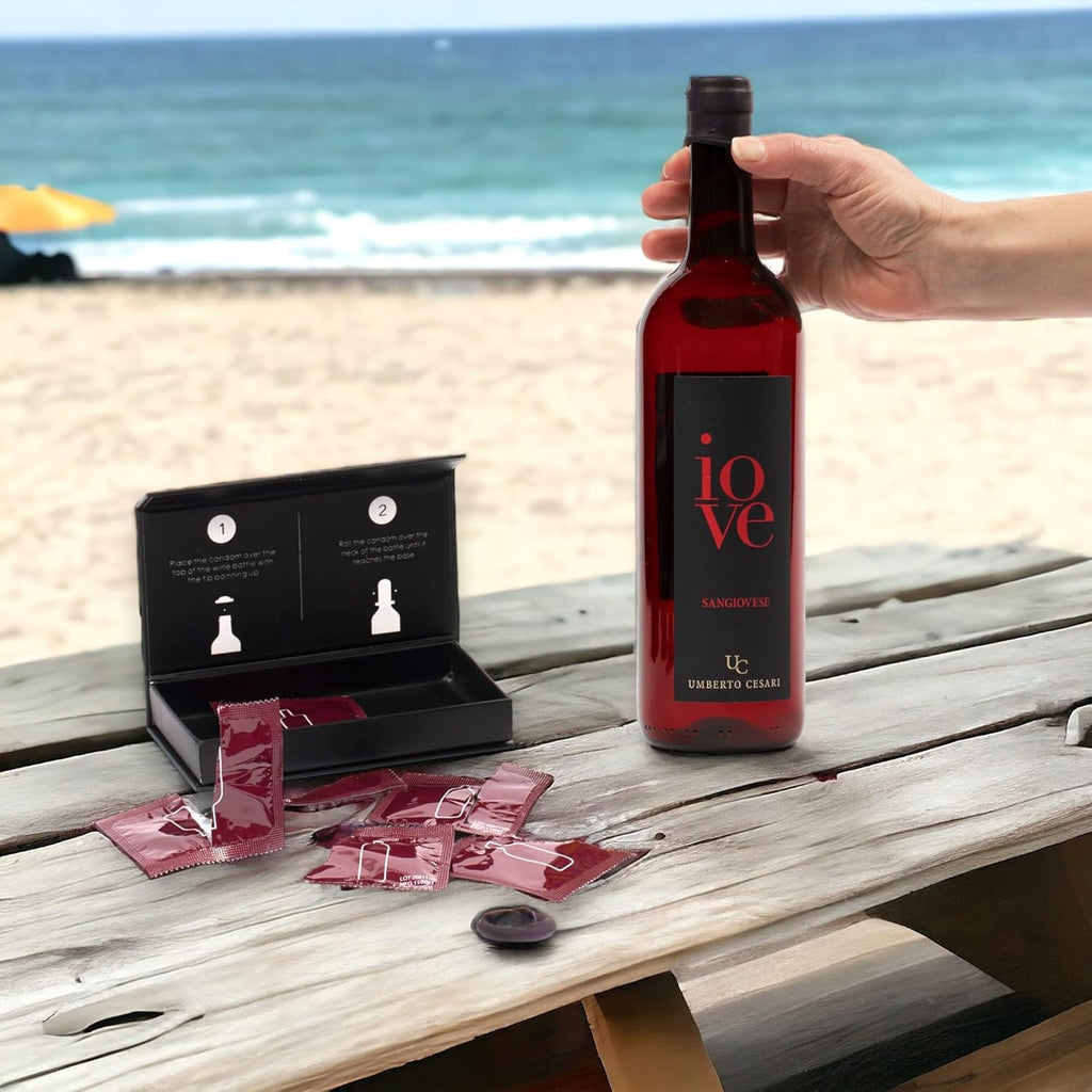 6pk Condom Style Wine Bottle Stoppers – Funny, Giftable Reusable Wine Seals