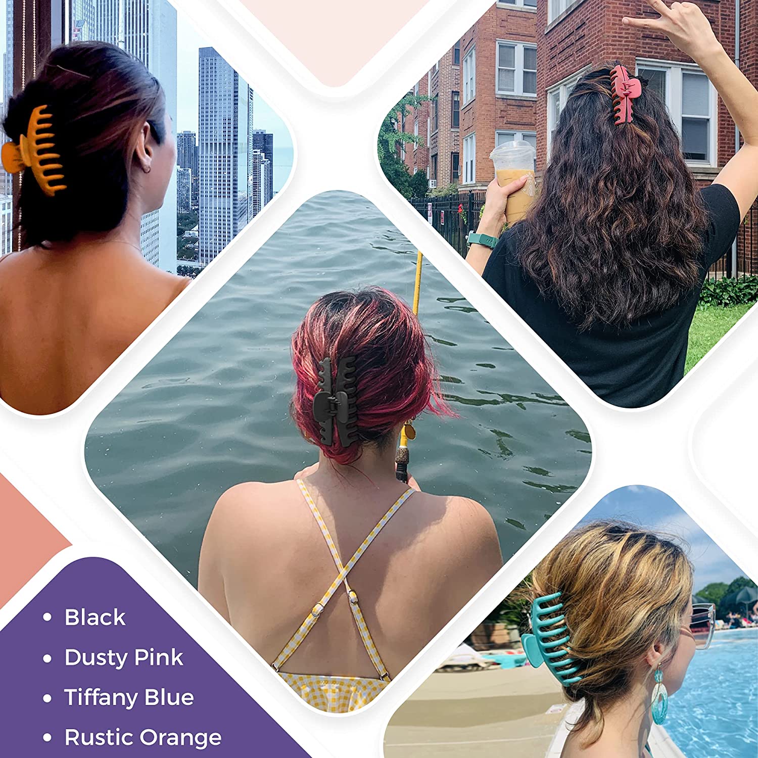 9pc Hair Claw Clips & Hair Pins Set – Non-Slip Matte Grip For All Hair Types