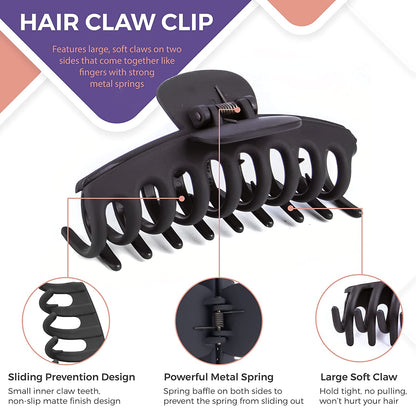 9pc Hair Claw Clips & Hair Pins Set – Non-Slip Matte Grip For All Hair Types
