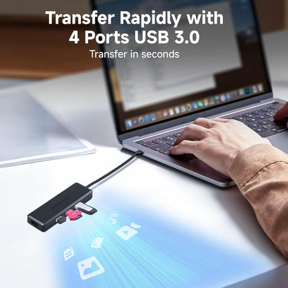 USB-C Hub 4-Port Docking Station – High-Speed 5Gbps USB 3.0 Adapter for MacBook, iMac, Surface, and More