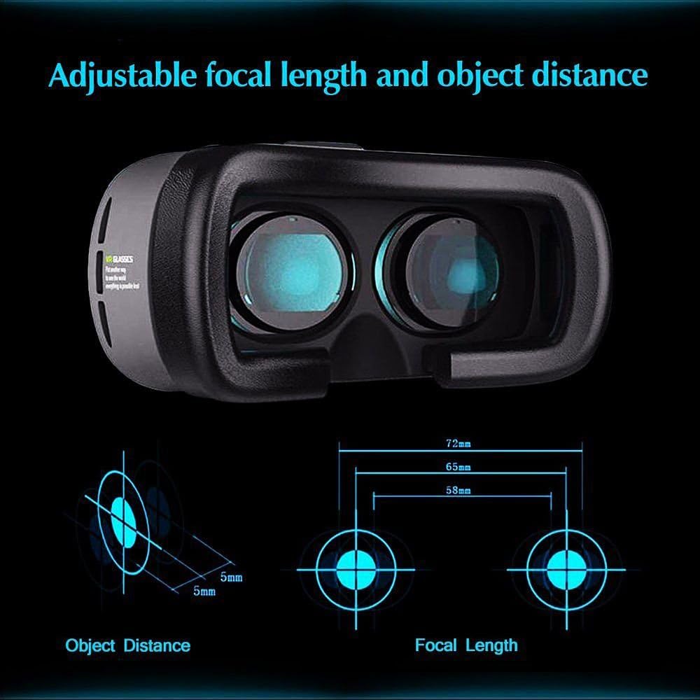 Virtual Reality Headset for iPhone & Android – 360° Adjustable VR Glasses with Head Strap