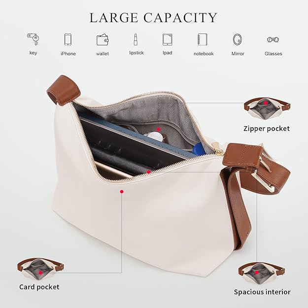 Vegan Leather Hobo Shoulder Bag – Slouchy Crossbody Tote Purse for Women