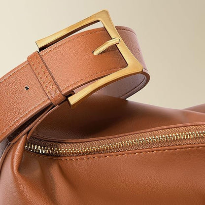 Vegan Leather Hobo Shoulder Bag – Slouchy Crossbody Tote Purse for Women