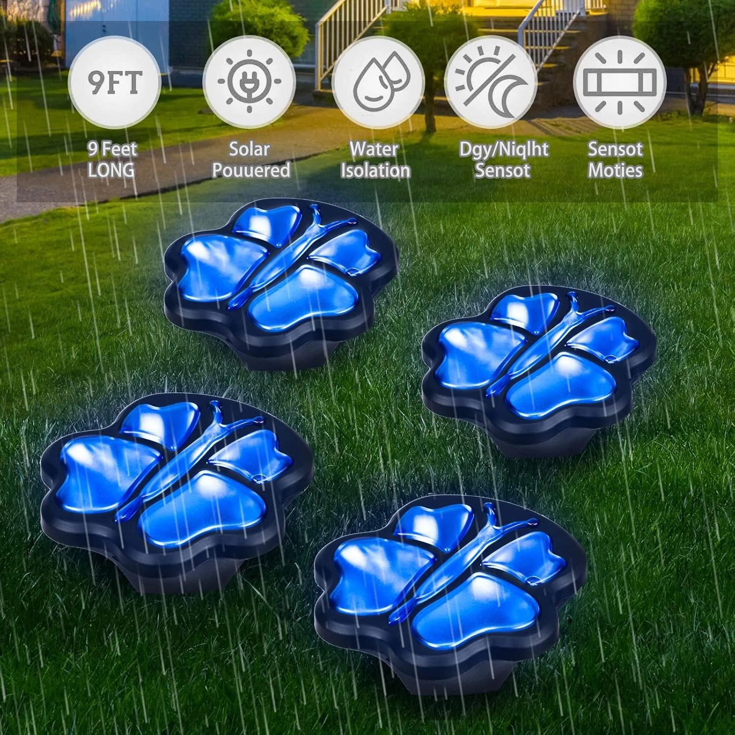 Whimsical Solar Garden Lights – Set of 4 Decorative Outdoor Pathway Lights
