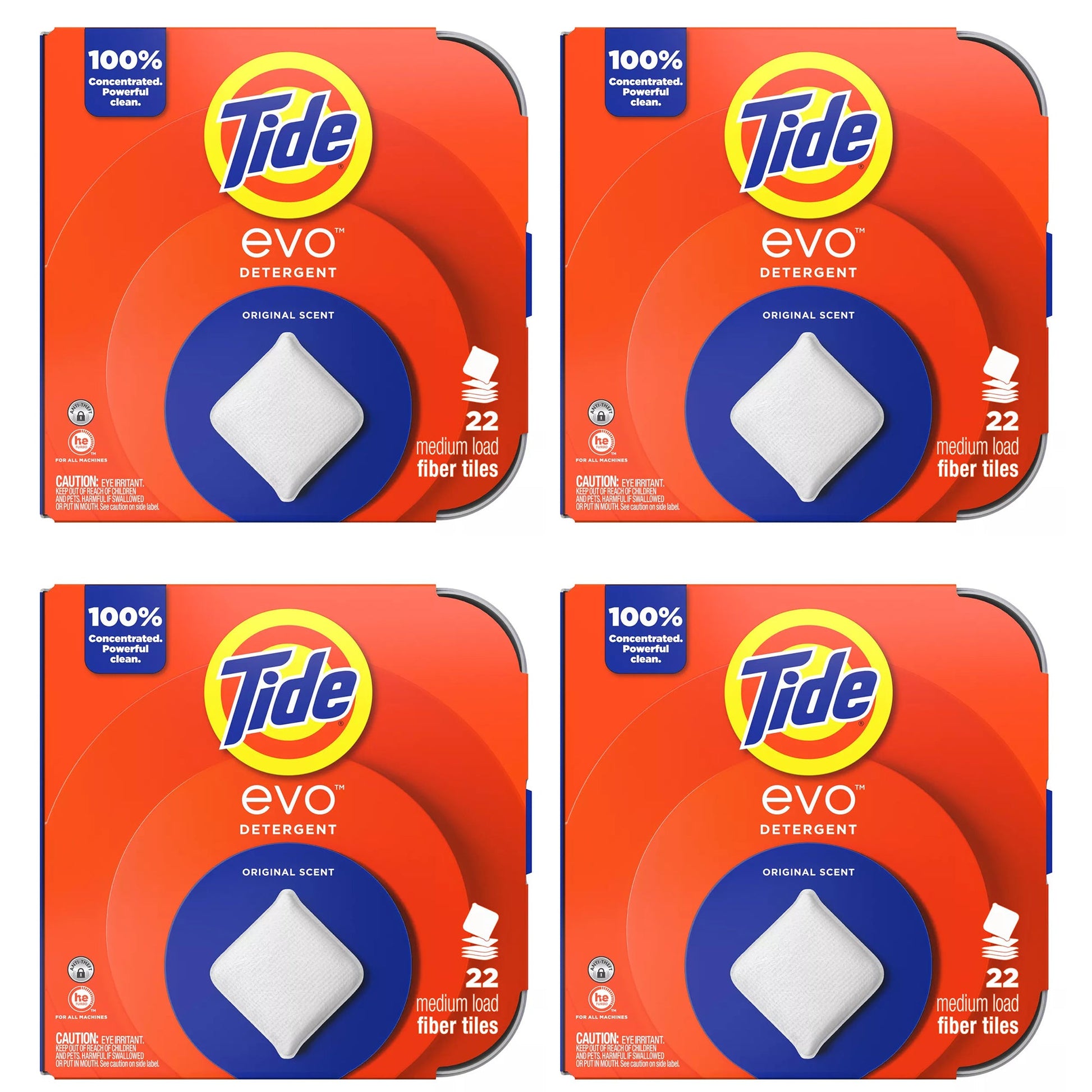 4pk Tide Evo Original Laundry Detergent Tiles – 88 Pods Total