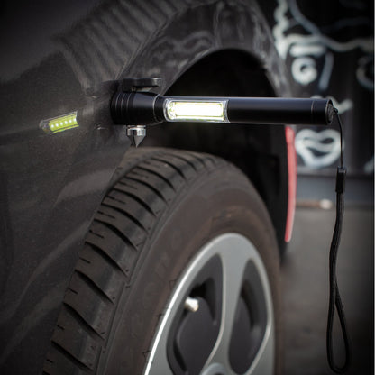 4-in-1 Auto Safety Tool with COB Flashlight – Magnetic Head, Steel Tip, and Concealed Blade