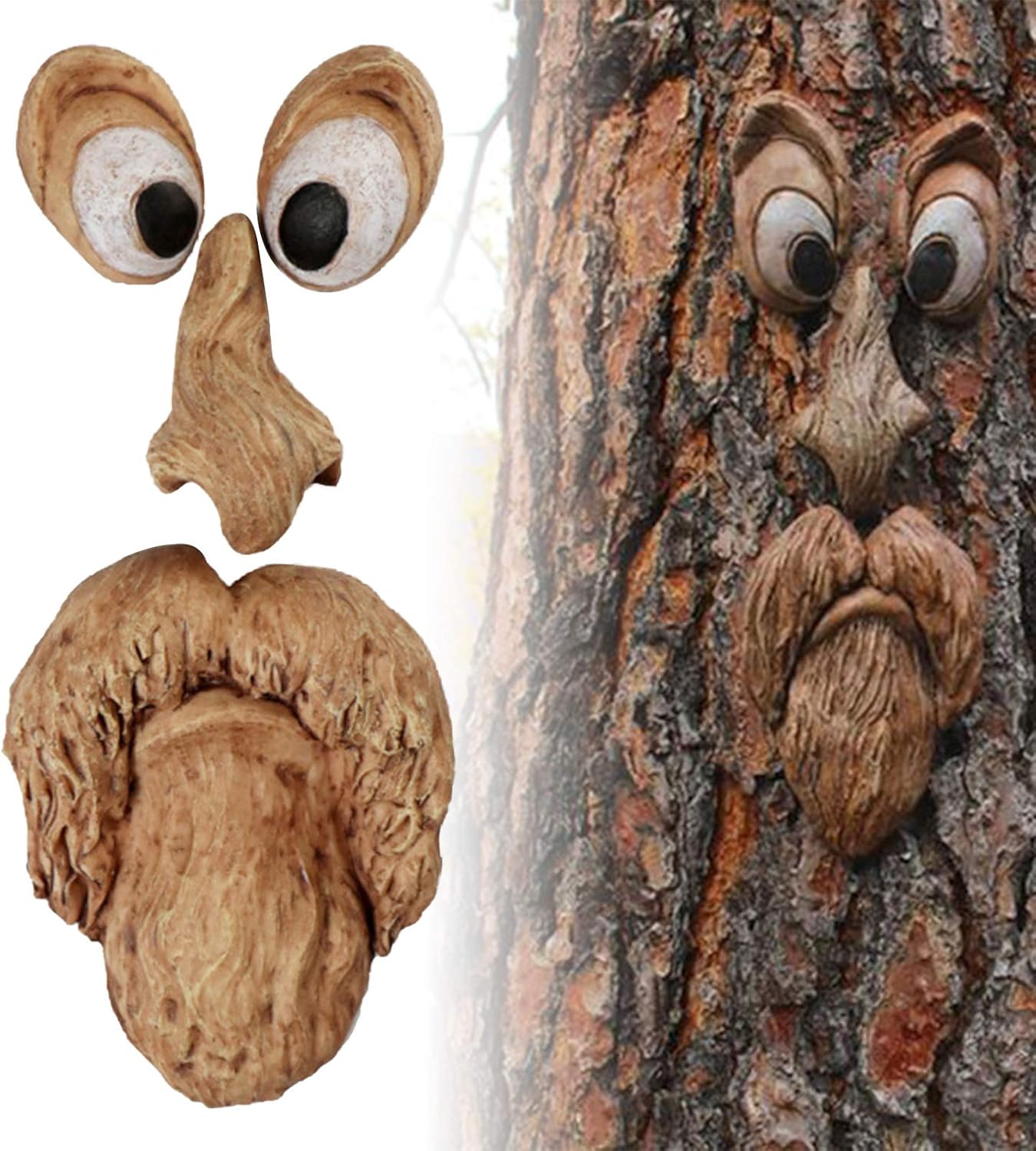 Old Man Tree Hugger Face Decor – Funny Outdoor Garden Resin Sculpture