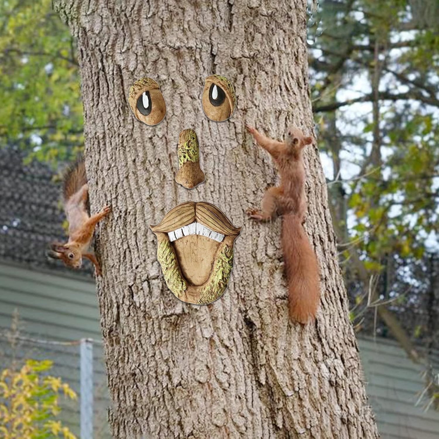 Old Man Tree Hugger Face Decor – Funny Outdoor Garden Resin Sculpture