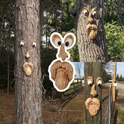 Old Man Tree Hugger Face Decor – Funny Outdoor Garden Resin Sculpture