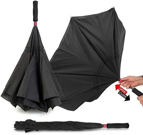 2pk RainWorthy 46" Inverted Umbrella – Drip-Free, Double-Layer, Wind-Resistant Design