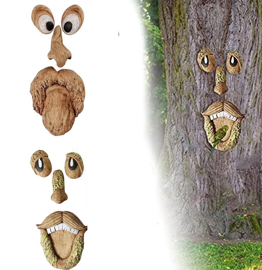 Old Man Tree Hugger Face Decor – Funny Outdoor Garden Resin Sculpture