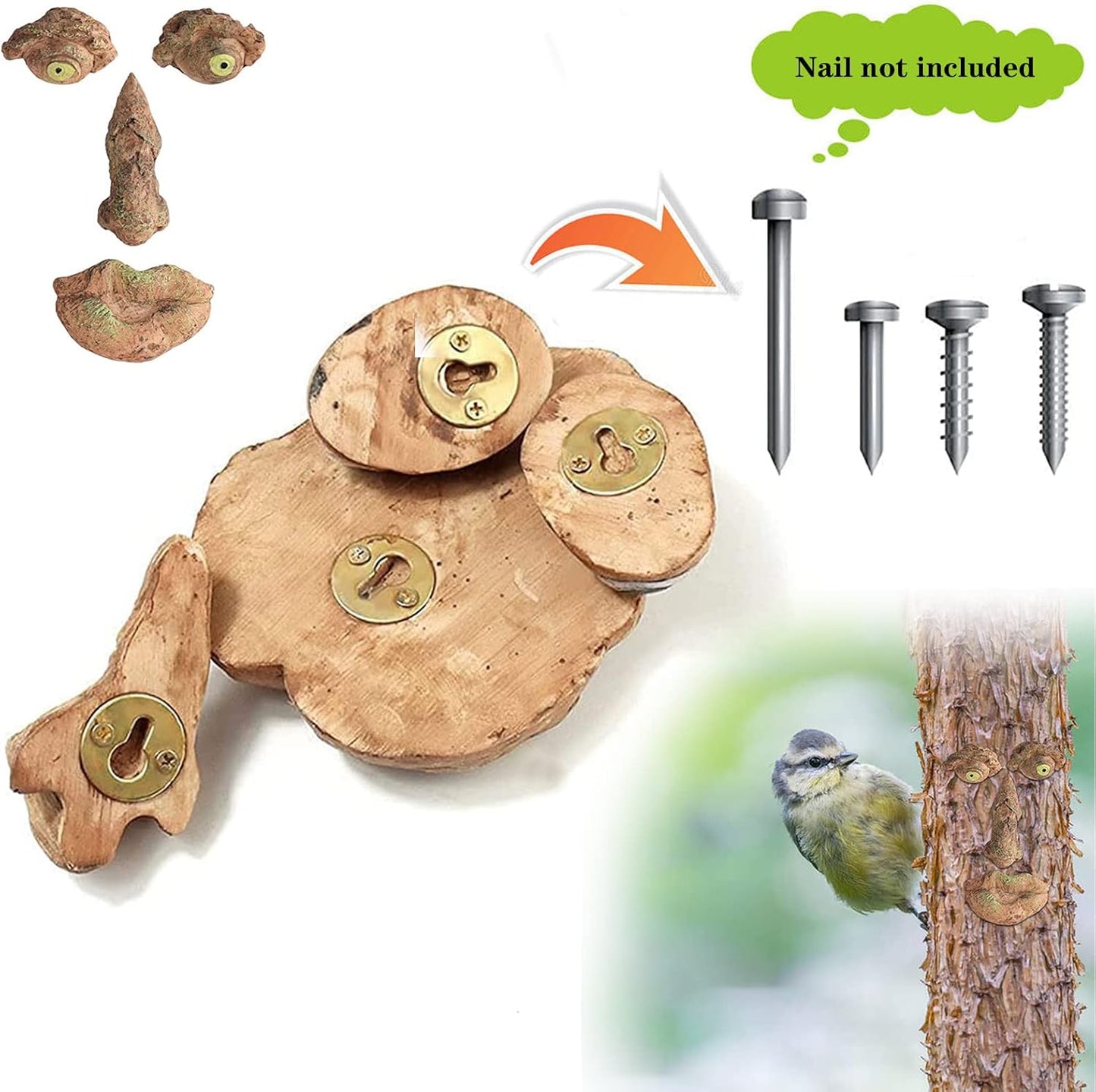 Old Man Tree Hugger Face Decor – Funny Outdoor Garden Resin Sculpture