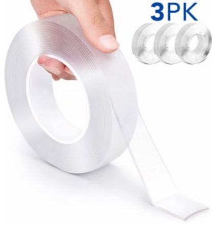 3pk Double-Sided Supersticky Tape – Reusable, Waterproof, Multi-Surface – 21ft Total