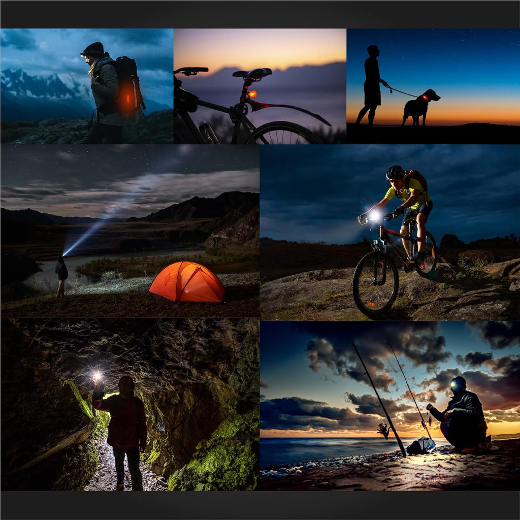 1600 Lumens Bike Headlight & Taillight Set – USB Rechargeable, Waterproof, 10 Modes