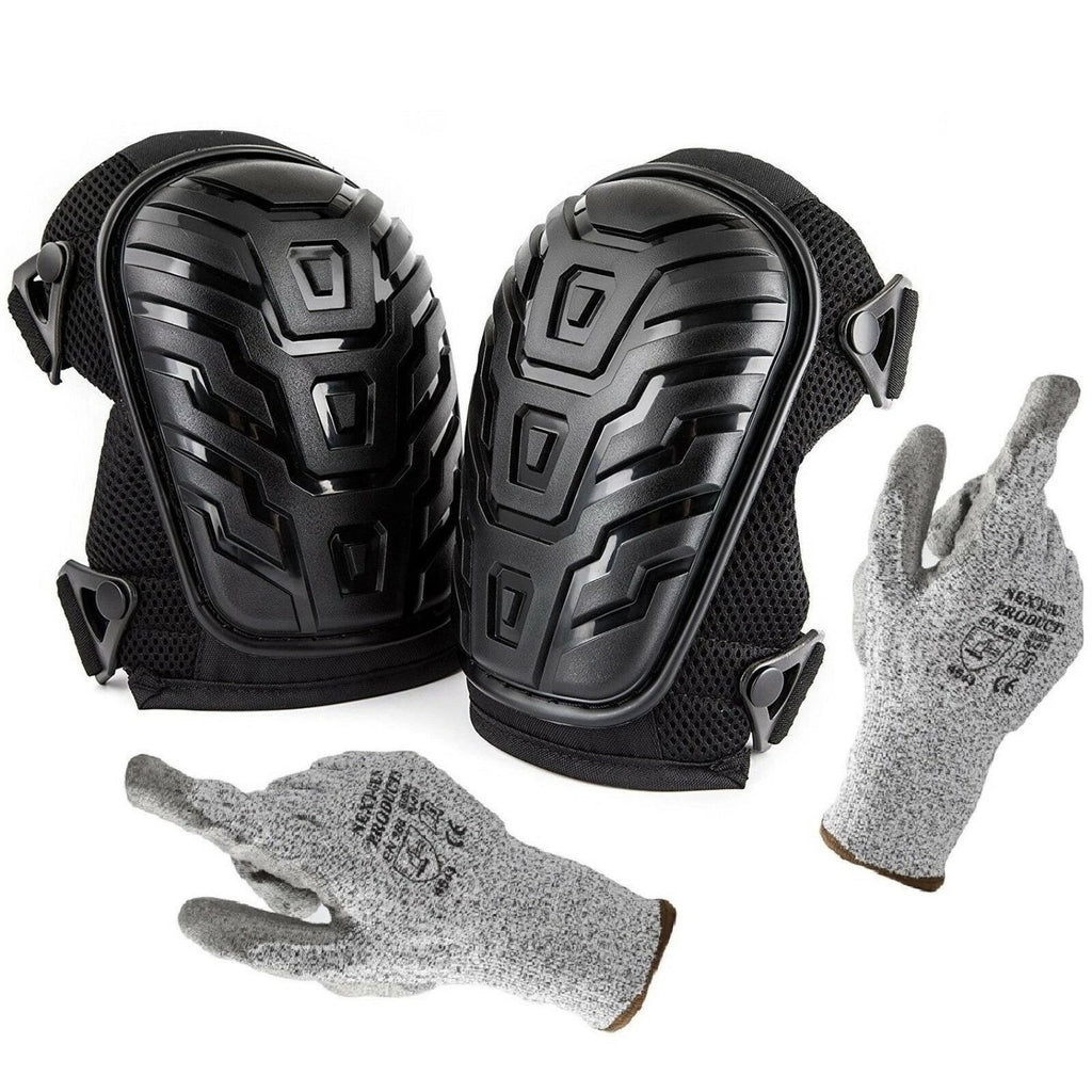 Professional Heavy-Duty Gel Knee Pads with Cut-Resistant Gloves