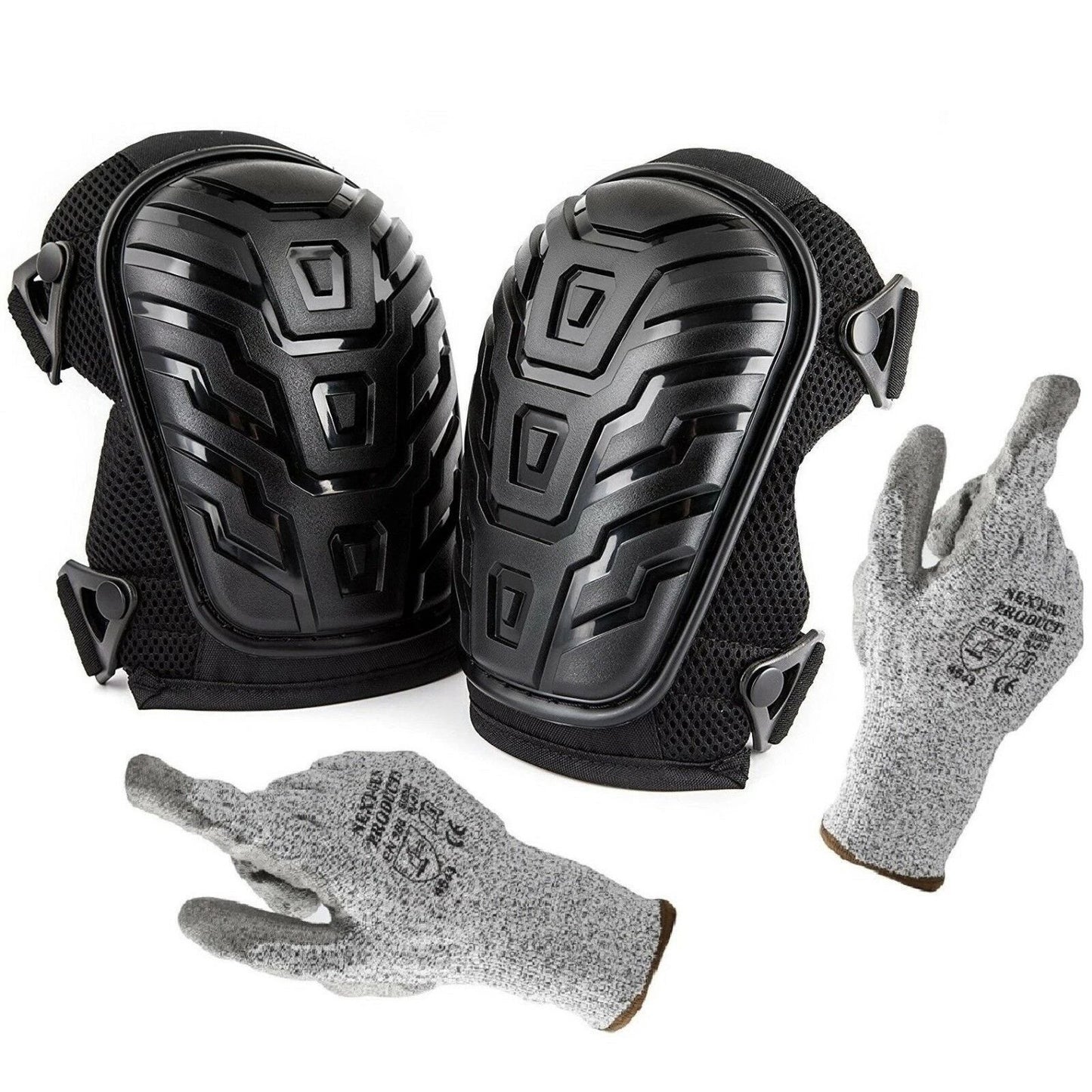 Professional Heavy-Duty Gel Knee Pads with Cut-Resistant Gloves
