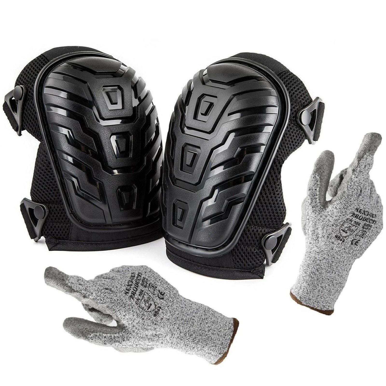 Professional Heavy-Duty Gel Knee Pads with Cut-Resistant Gloves