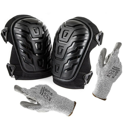 Professional Heavy-Duty Gel Knee Pads with Cut-Resistant Gloves