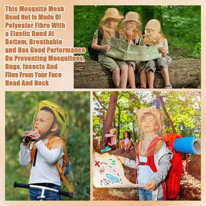 4pk Mosquito Head Net – Breathable Nylon Mesh Face & Neck Protection with Drawstring Carry Bags