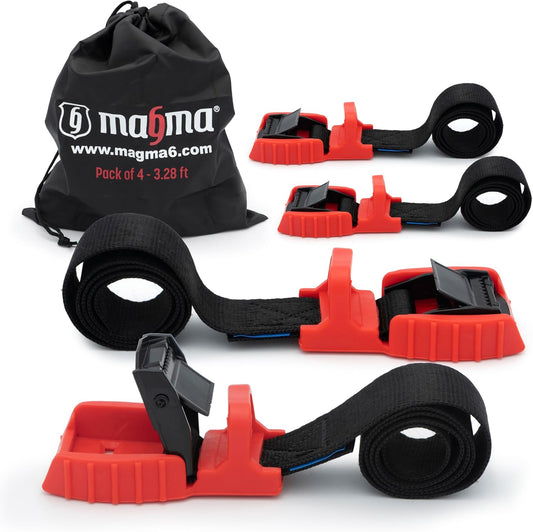 4pk Magma 1" x 3.3' Heavy-Duty Cam Buckle Lashing Straps