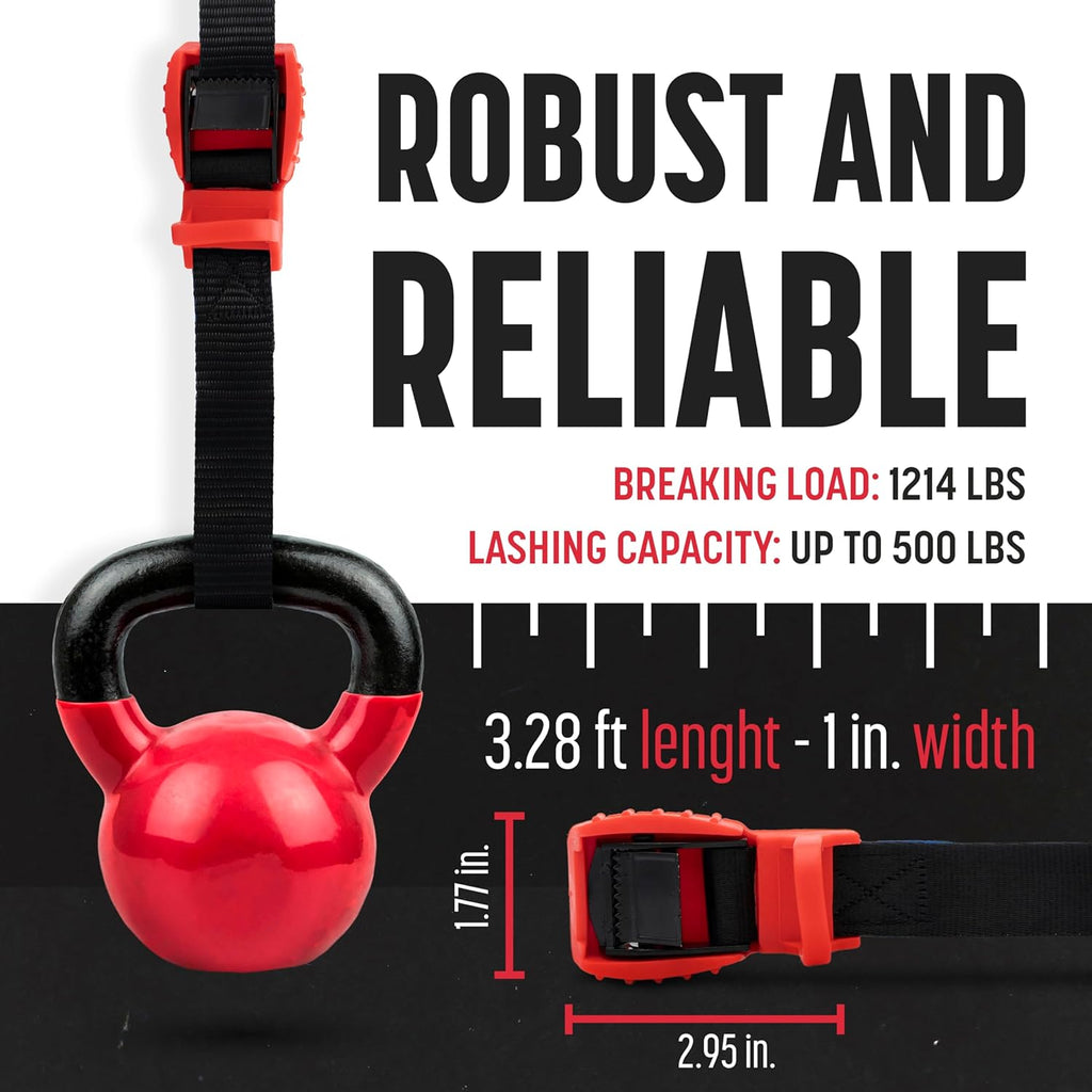 4pk Magma 1" x 3.3' Heavy-Duty Cam Buckle Lashing Straps