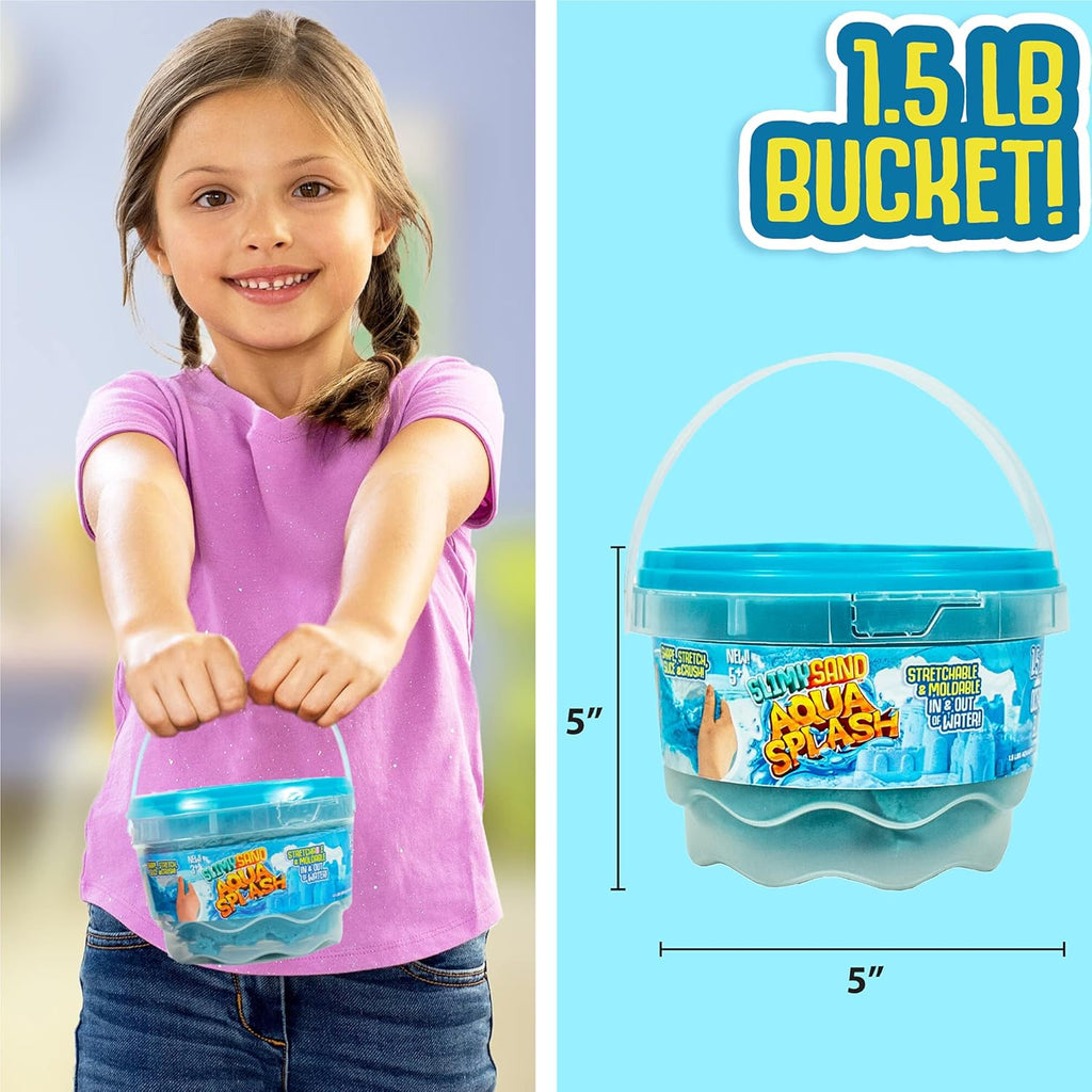 Slimy Sand Aqua Splash – 1.5 lbs Blue Moldable Water Play Sand with Bucket