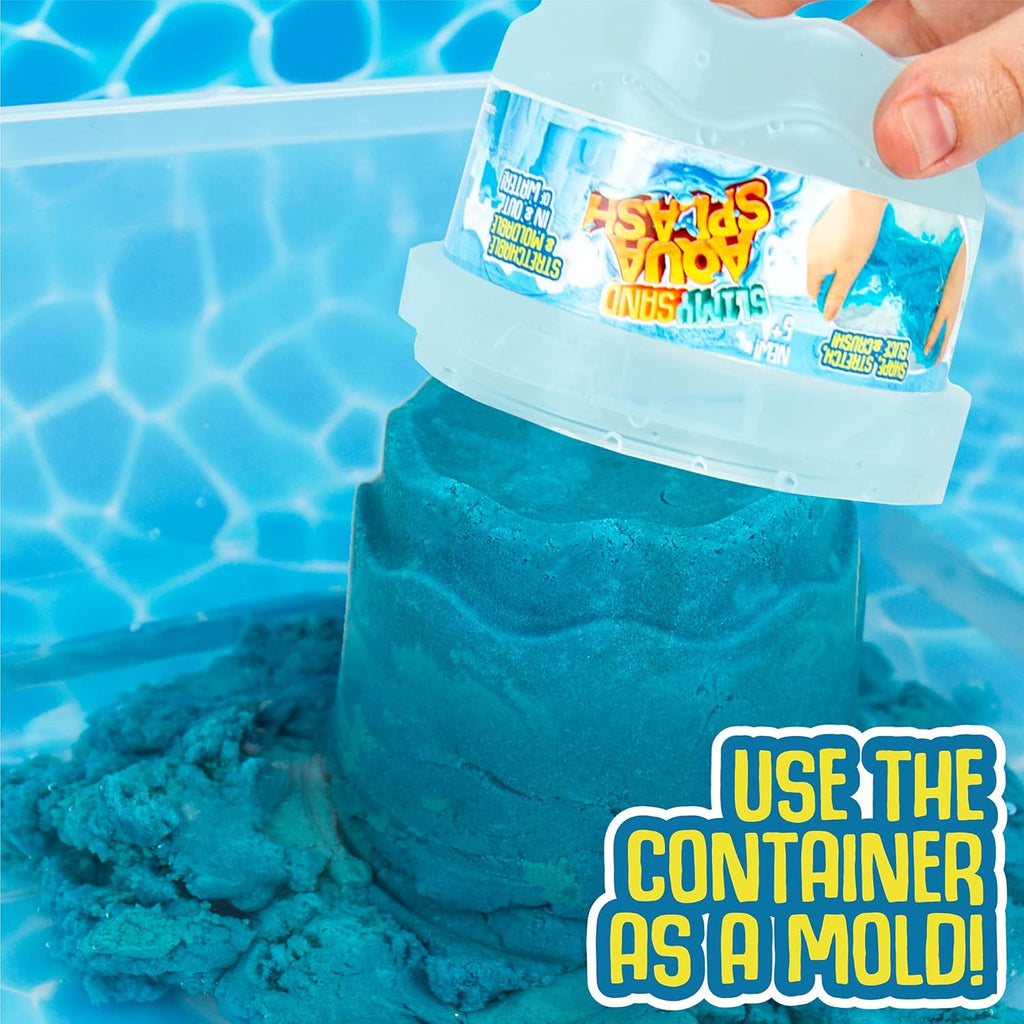 Slimy Sand Aqua Splash – 1.5 lbs Blue Moldable Water Play Sand with Bucket
