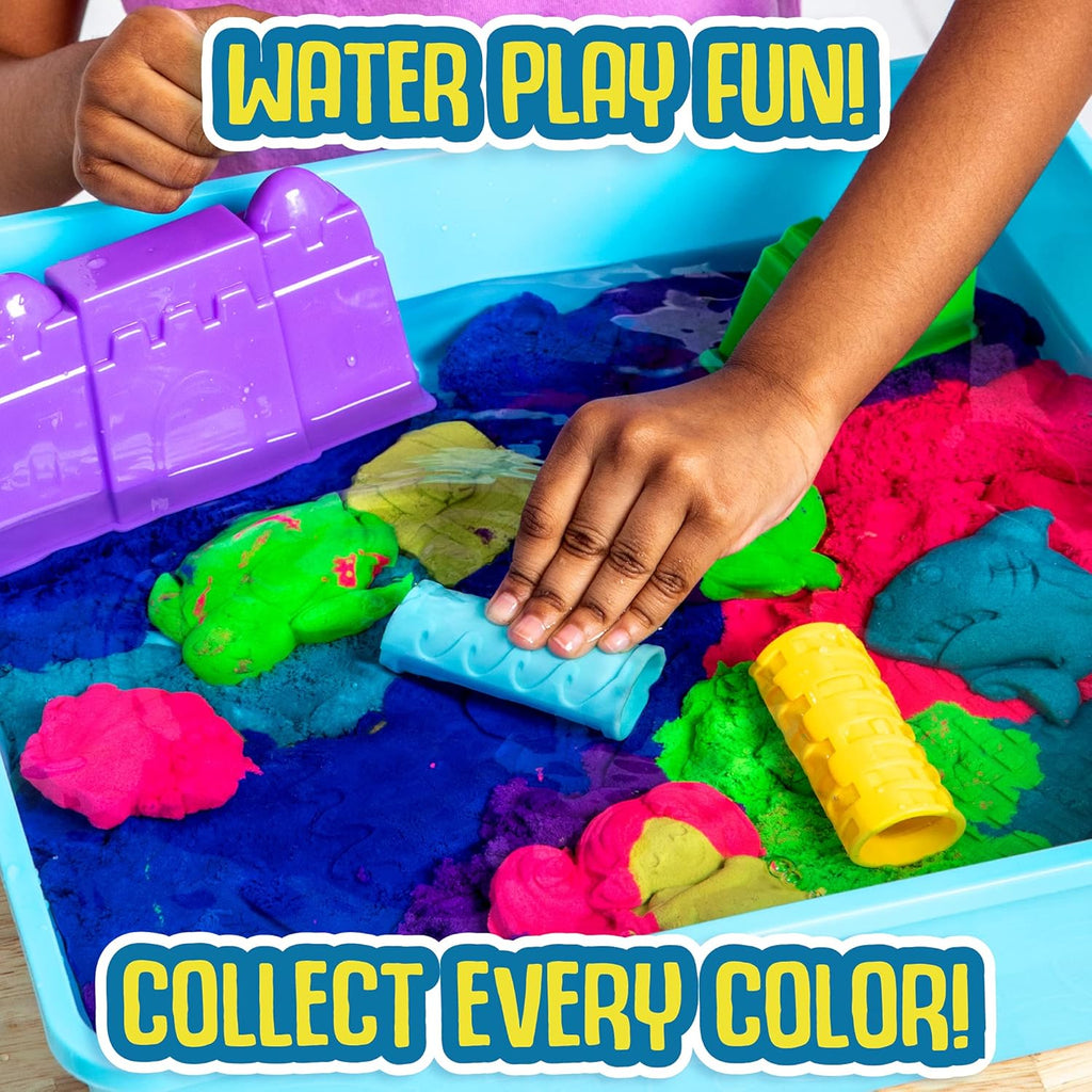 Slimy Sand Aqua Splash – 1.5 lbs Blue Moldable Water Play Sand with Bucket