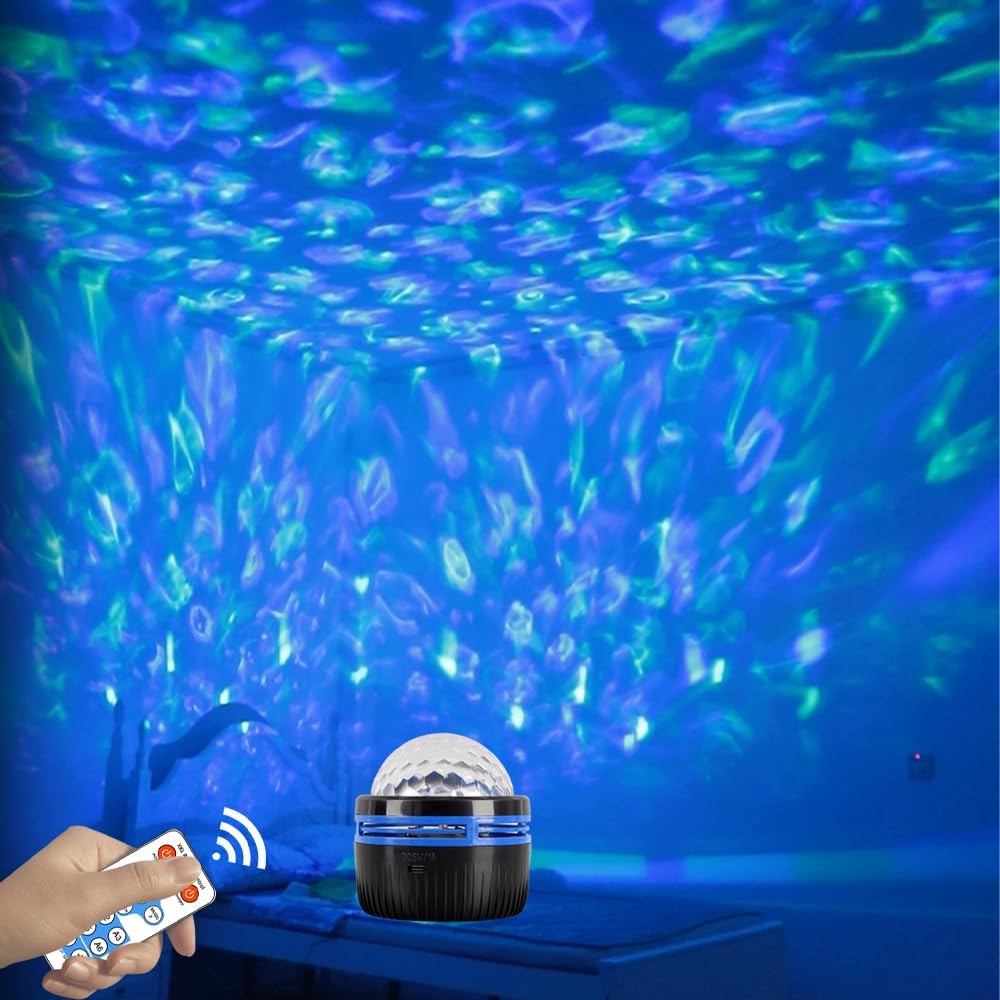 4-in-1 Northern Lights & Ocean Wave Projector – 28 Galaxy Effects, USB-C or AA Power