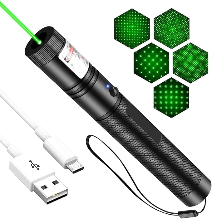 Green High-Power Laser Pointer – Long-Range, USB-Rechargeable, Aluminum Alloy Body