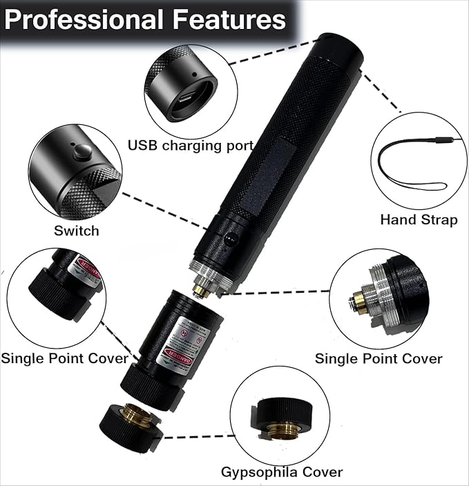 Green High-Power Laser Pointer – Long-Range, USB-Rechargeable, Aluminum Alloy Body