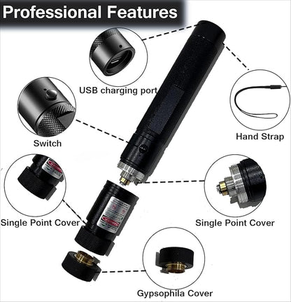 Green High-Power Laser Pointer – Long-Range, USB-Rechargeable, Aluminum Alloy Body