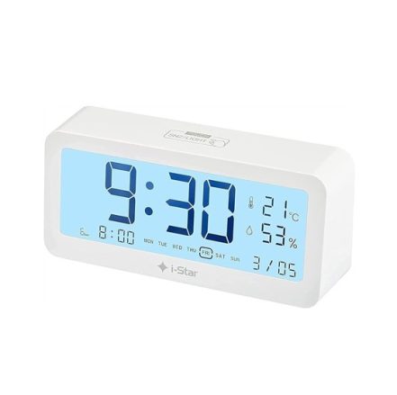 i-Star Portable Digital Alarm Clock – Large LCD, 3 Alarms, Touch Snooze/Backlight
