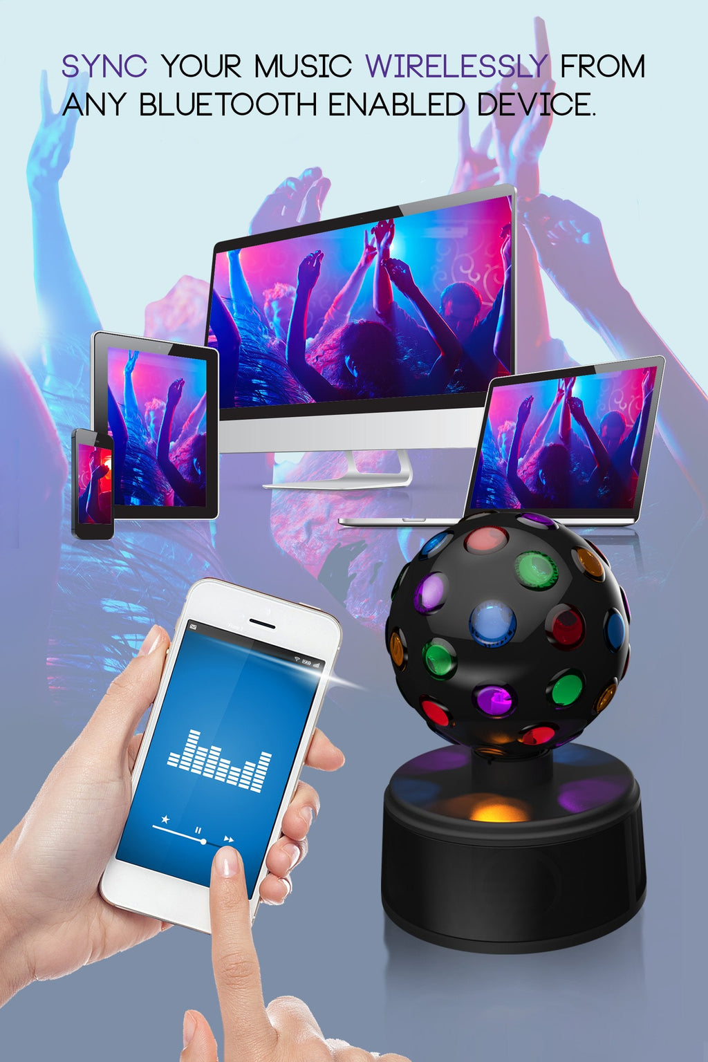 Sharper Image Bluetooth Disco Ball Speaker with LED Lights