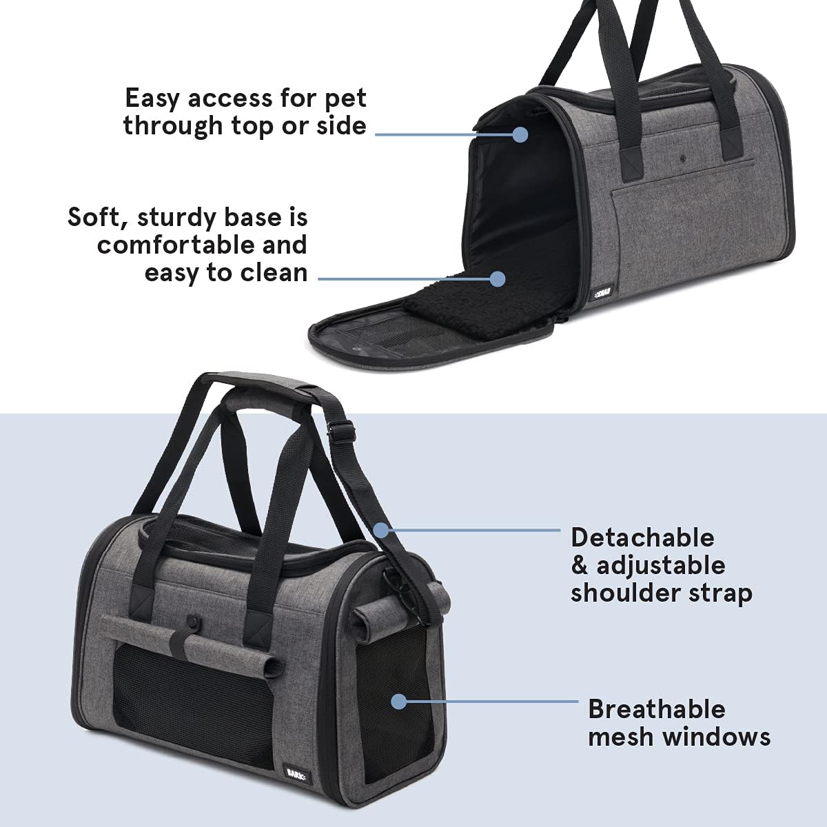 BarkBox Large Dog Travel Carrier – Airline Approved Bed + Toy