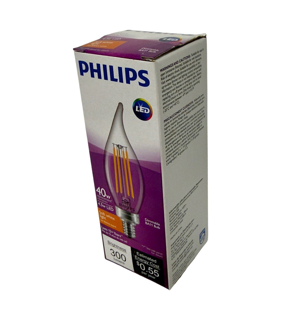 6pk Philips 4.5W Dimmable Candelabra Bulbs – Clear 2700K