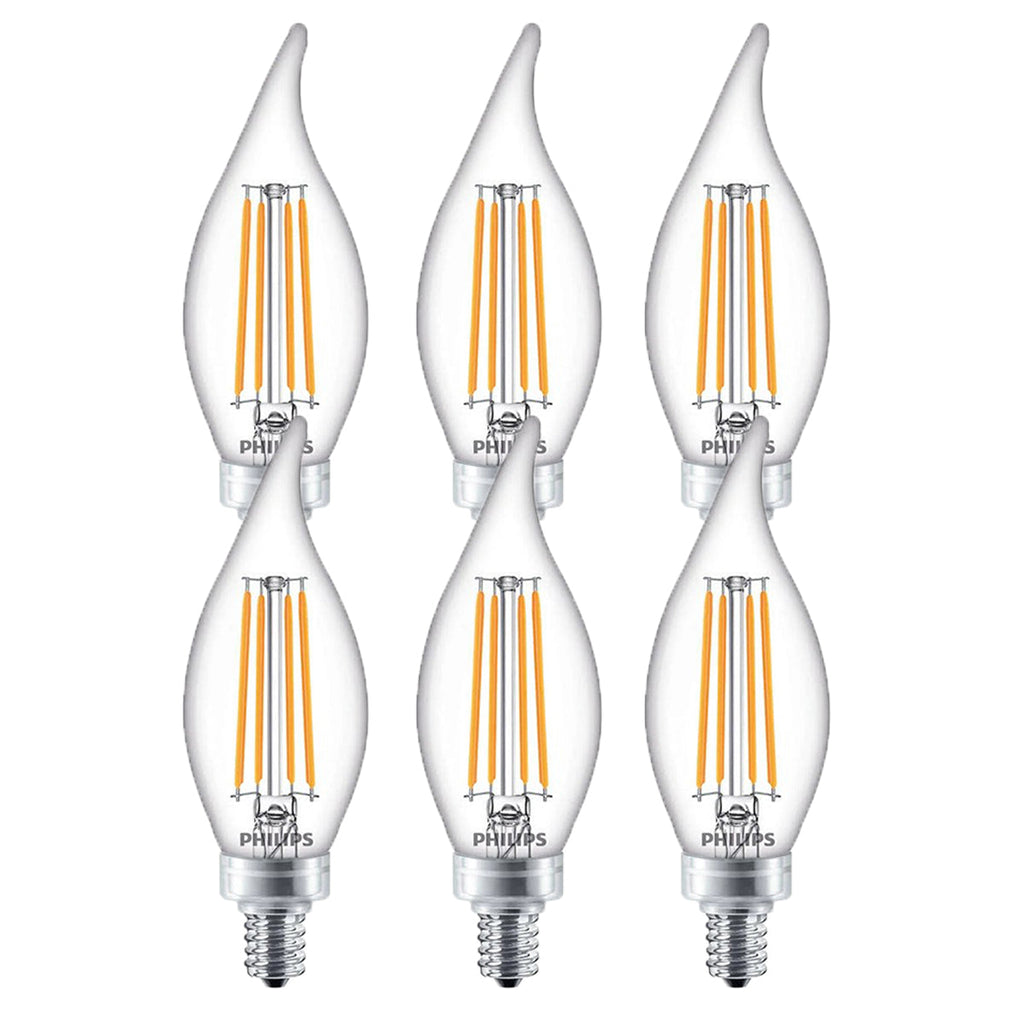 6pk Philips 4.5W Dimmable Candelabra Bulbs – Clear 2700K