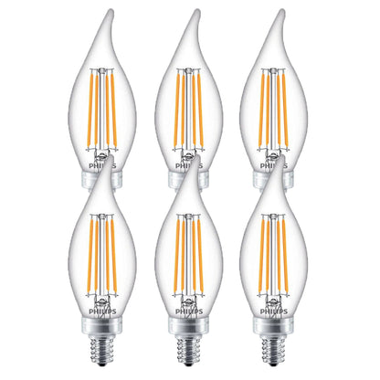 6pk Philips 4.5W Dimmable Candelabra Bulbs – Clear 2700K