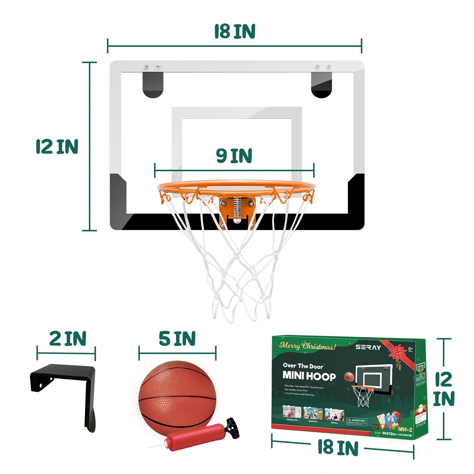 Over-Door Mini Basketball Hoop with Ball – Indoor Backboard Set